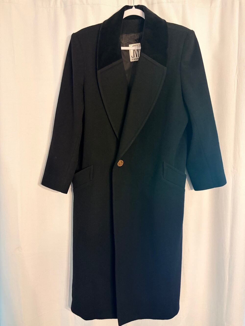 Vintage JNY New York Black Wool-Style Coat